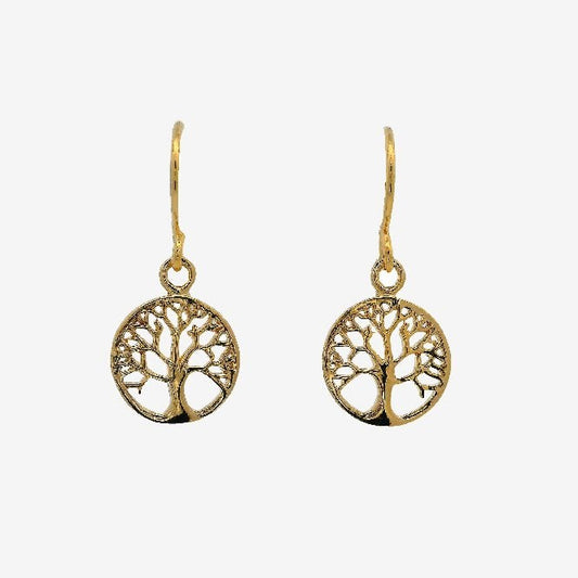 Gold Family Tree Drop Earrings