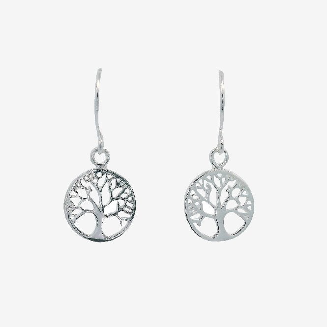 Silver Family Tree Drop Earrings