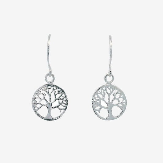 Silver Family Tree Drop Earrings