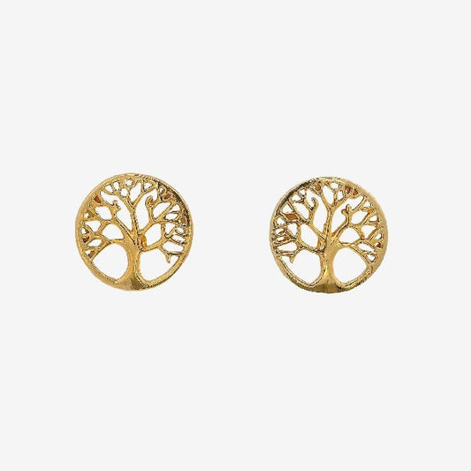 Gold Family Tree Stud Earrings