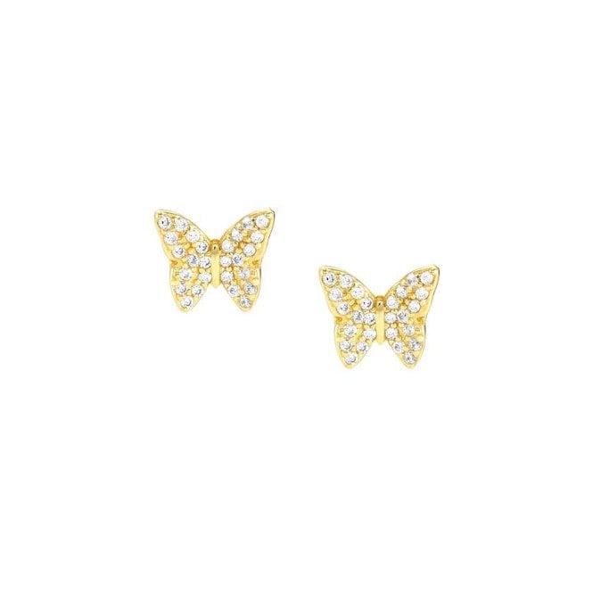 SweetRock Nature Butterfly Gold and CZ Earrings