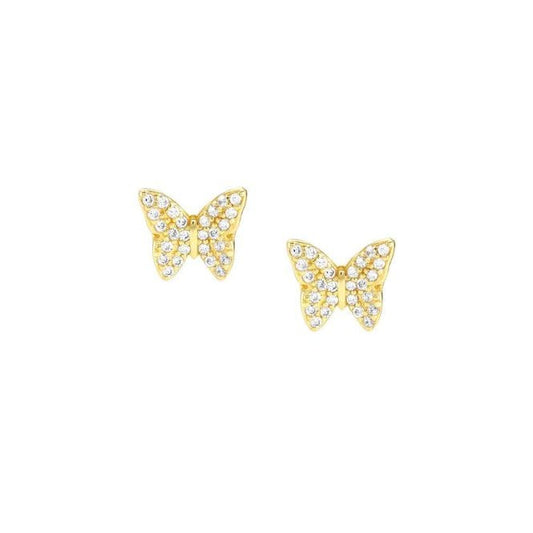 SweetRock Nature Butterfly Gold and CZ Earrings