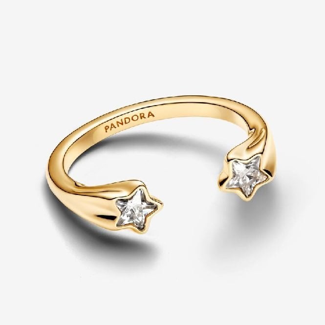 Gold Shooting Stars Open Ring, Size 54