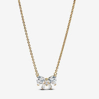 Gold Sparkling Bow Necklace, 45cm