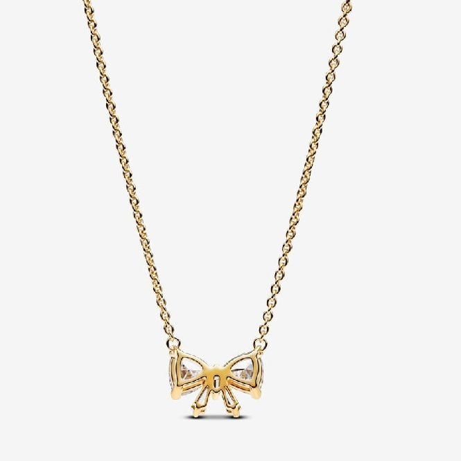 Gold Sparkling Bow Necklace, 45cm