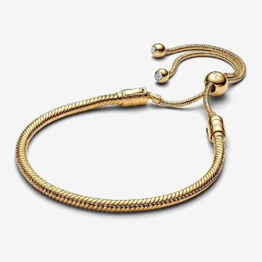 Gold Snake Chain Slider Bracelet, 28cm