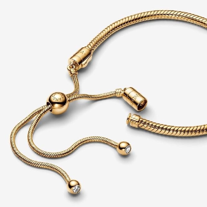 Gold Snake Chain Slider Bracelet, 28cm