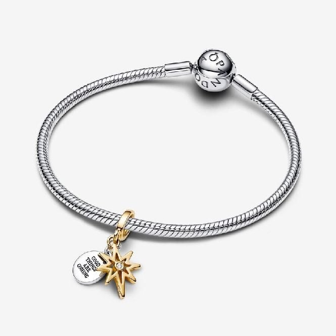 Gold Engravable North Star Lab-Grown Diamond Dangle Charms