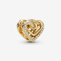 Gold Sparkling Entwined Hearts Charms
