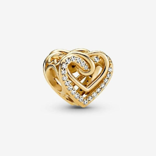 Gold Sparkling Entwined Hearts Charms