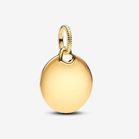 Gold Engravable Round Tag Dangle Charms