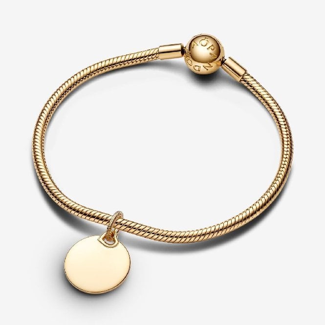 Gold Engravable Round Tag Dangle Charms
