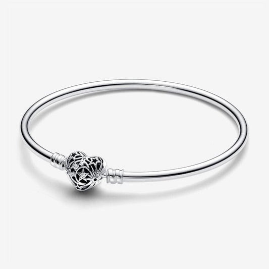 Pandora Celestial Heart Clasp Bangle, 17cm