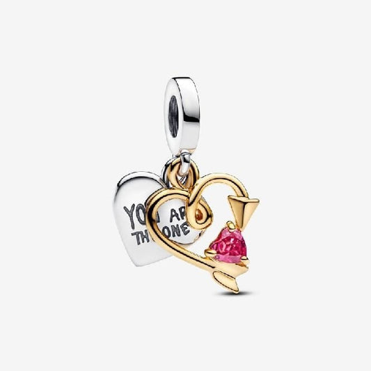 Engravable Heart & Arrow Double Dangle Charms