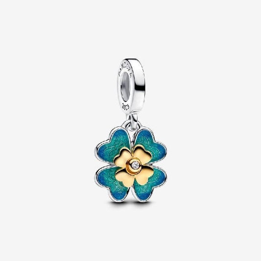 Spinnable Four Leaf Clover Lab-Grown Diamond Dangle Charms