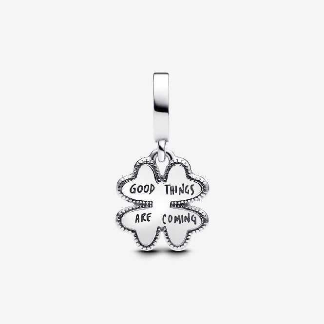 Spinnable Four Leaf Clover Lab-Grown Diamond Dangle Charms