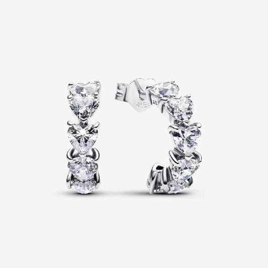 Sparkling Hearts Open Hoop Earrings