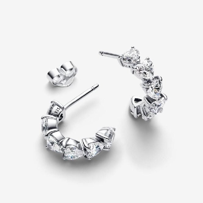 Sparkling Hearts Open Hoop Earrings