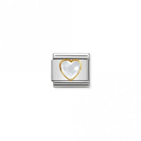 Classic Gold CZ Facetted White Heart Love & Hearts Charms