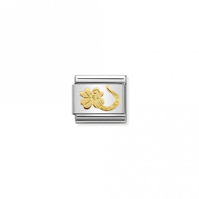 Classic Gold Horseshoe and Four-Leaf Clover Good Luck Charms