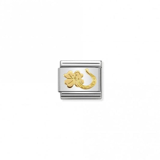 Classic Gold Horseshoe and Four-Leaf Clover Good Luck Charms