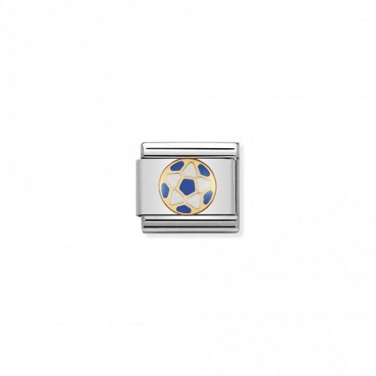 Nomination Classic Gold White-Light Blue Football Sports & Hobbies Charm