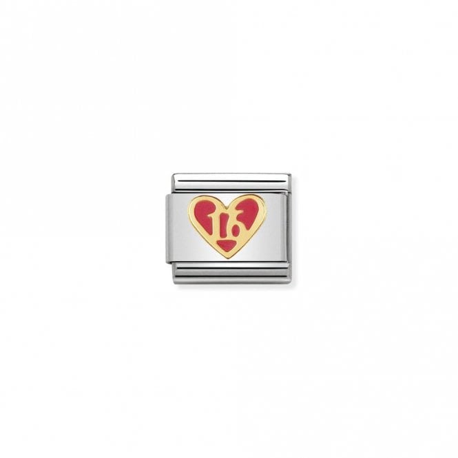 Nomination Classic Gold Pink Heart - Sweet 16 Love & Hearts Charm