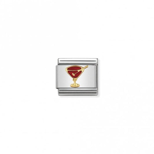Classic Gold Red Cocktail Glass Fashion & Fun Charms