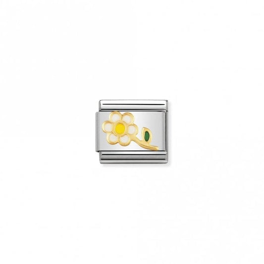 Classic Gold White Flower with Stem Flowers & Nature Charms