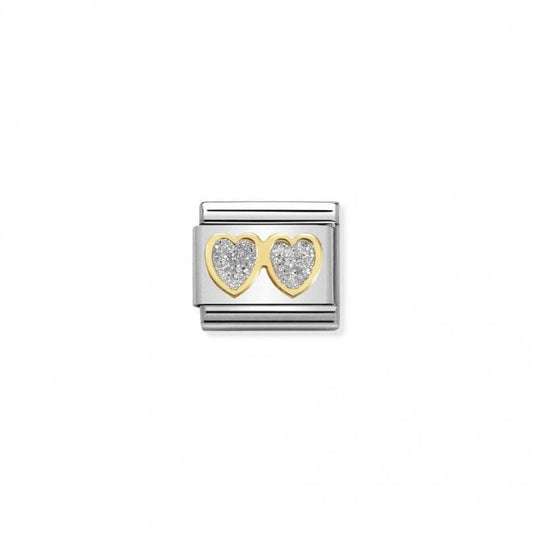 Classic Gold Double Silver Glitter Hearts Love & Hearts Charms