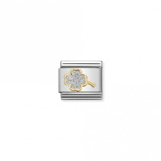 Classic Gold Silver Glitter Four-Leaf Clover Wedding & Anniversary Charms
