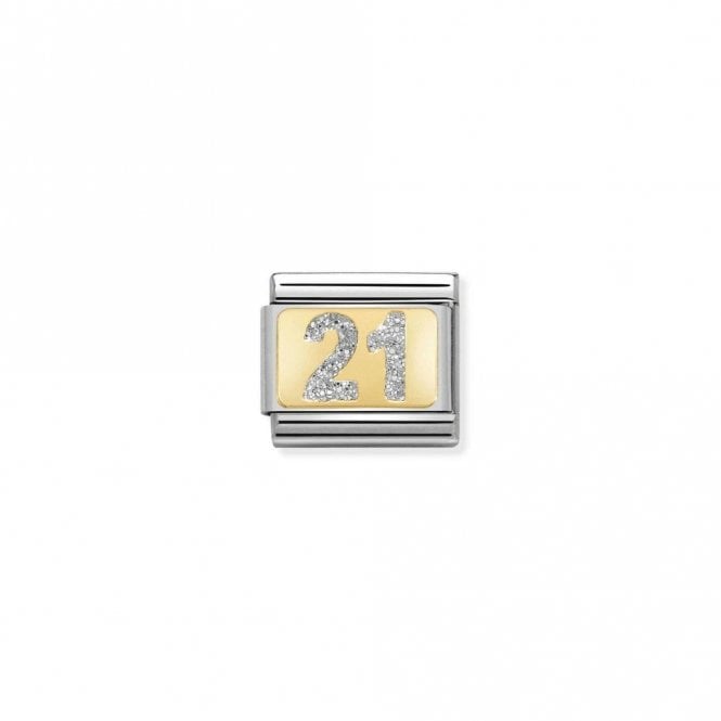 Classic Gold 21 Silver Glitter Wedding & Anniversary Charms