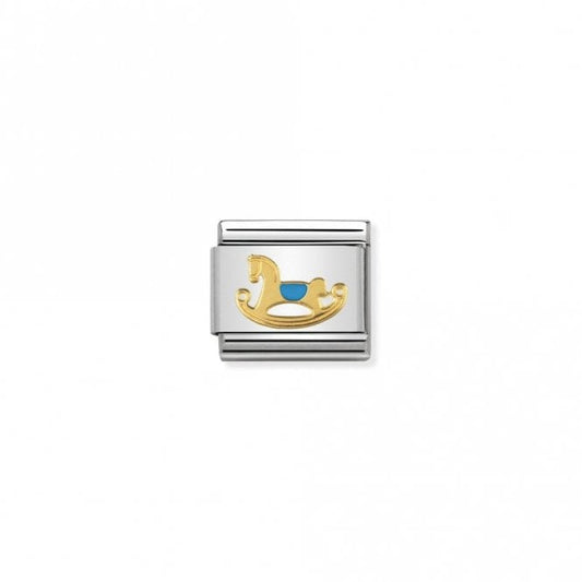 Classic Gold Light Blue Rocking Horse Friends & Family Charms