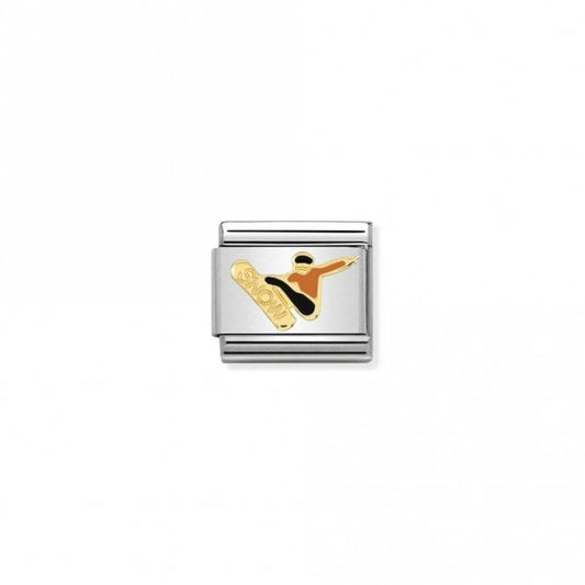 Classic Gold Orange & Black Snowboarder Sports & Hobbies Charms