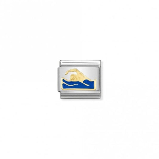 Classic Gold Blue Swimmer Sports & Hobbies Charms