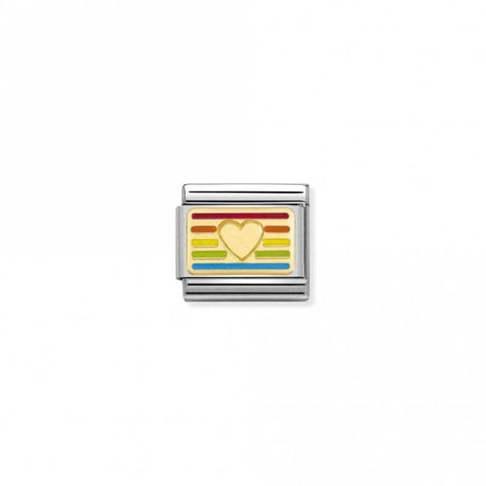 Classic Gold Rainbow Heart Flag Love & Hearts Charms