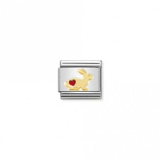Classic Gold Rabbit with Heart Animal Charms