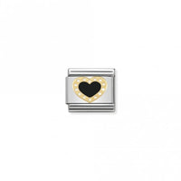 Classic Gold Heart with Dots Black Love & Hearts Charms