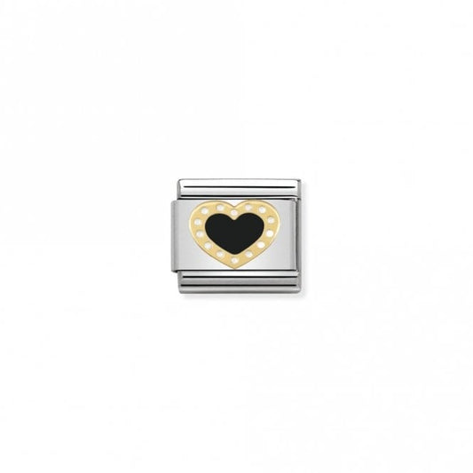 Classic Gold Heart with Dots Black Love & Hearts Charms