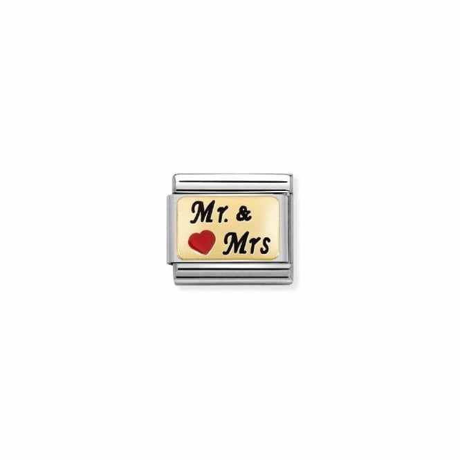 Classic Gold and Enamel Mr and Mrs with Heart Love & Hearts Charms