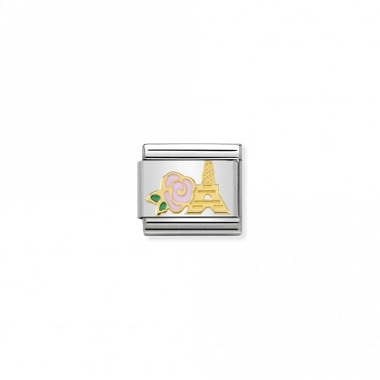 Classic Gold Pink Rose and Eiffel Tower Travel Charms