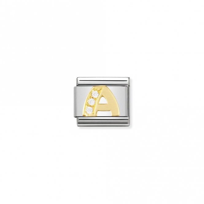 Classic Gold CZ A Letter Charms