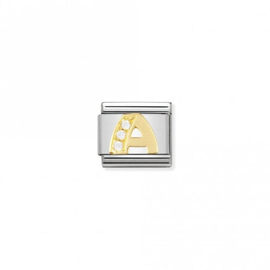 Classic Gold CZ A Letter Charms
