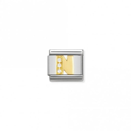 Classic Gold CZ N Letter Charms