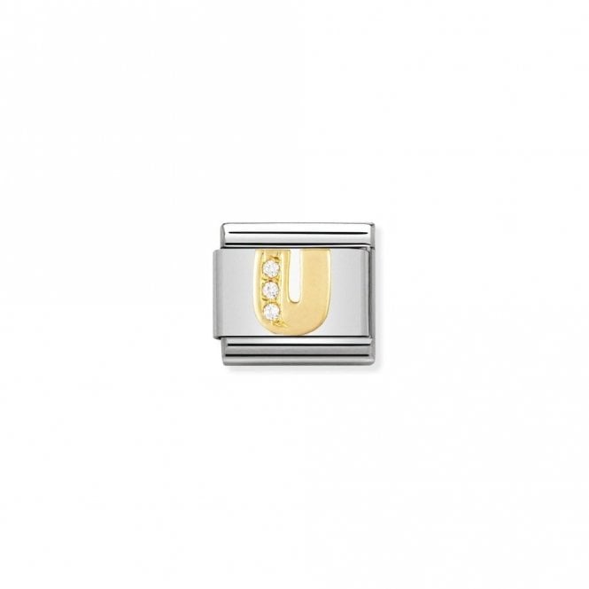 Classic Gold CZ U Letter Charms