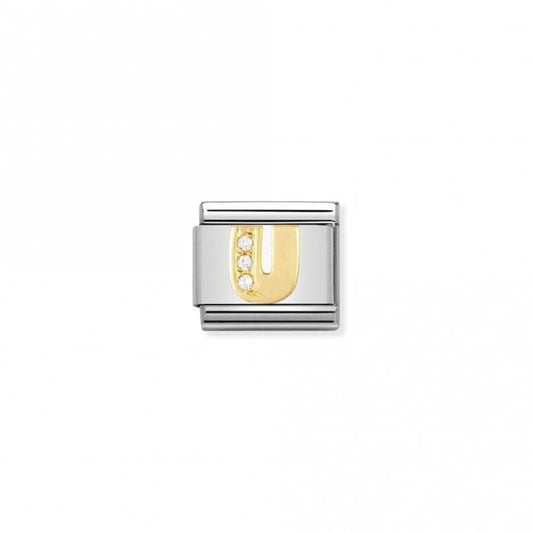 Classic Gold CZ U Letter Charms
