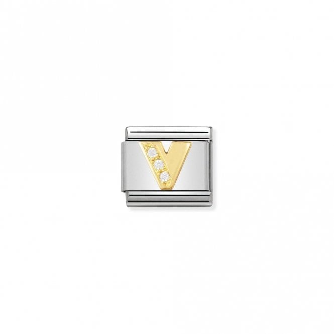 Classic Gold CZ V Letter Charms