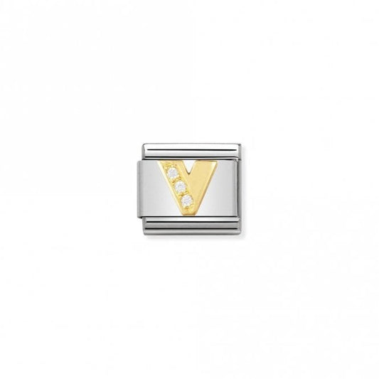Classic Gold CZ V Letter Charms