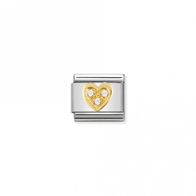 Classic Gold CZ White Heart Love & Hearts Charms