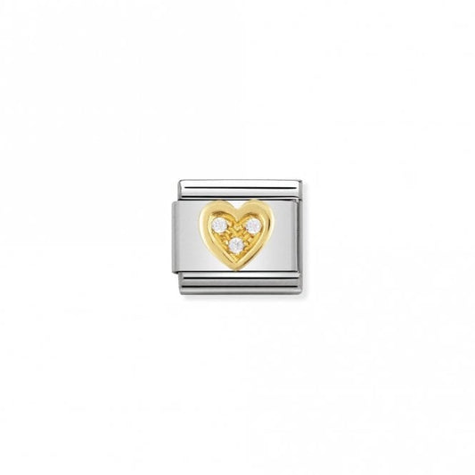 Classic Gold CZ White Heart Love & Hearts Charms